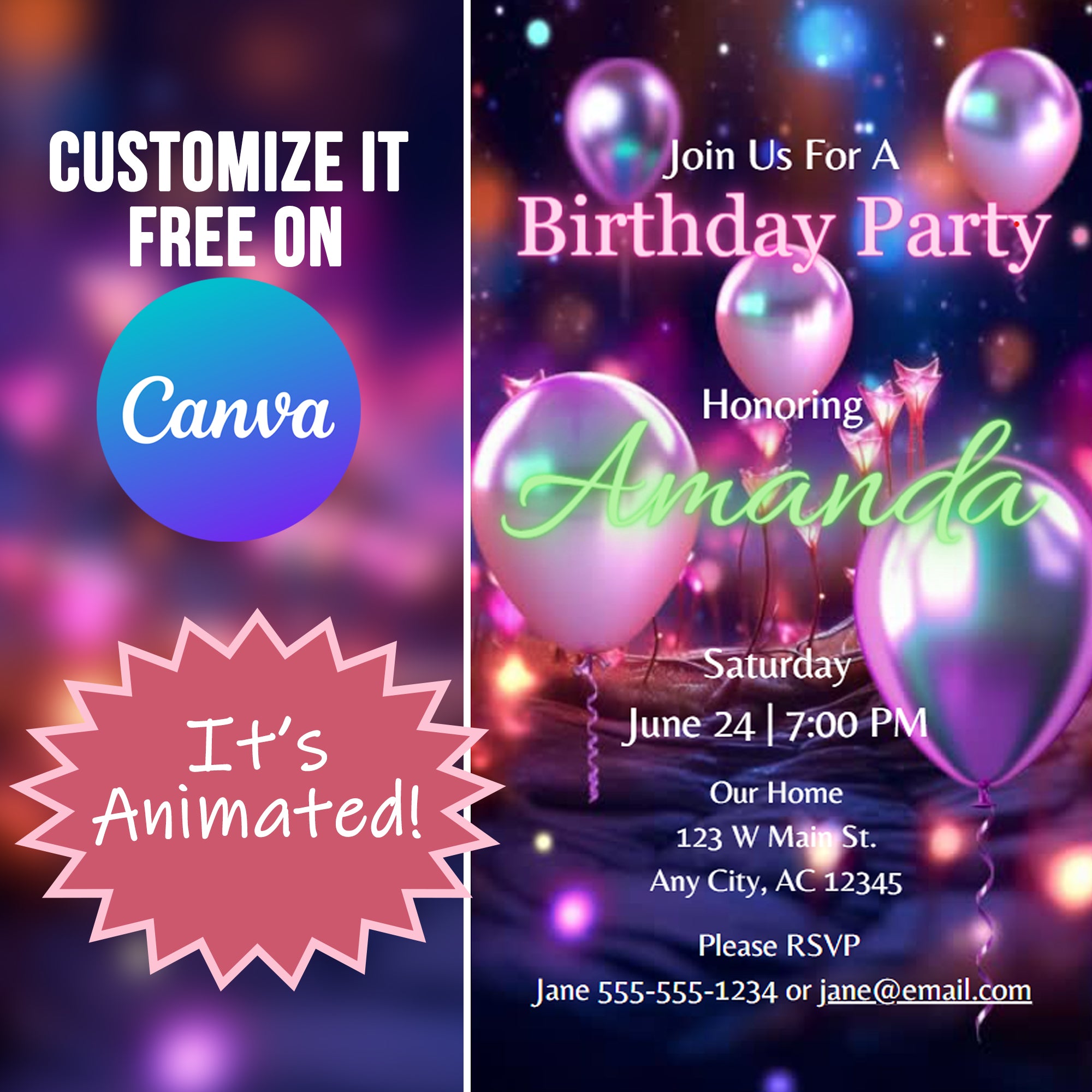 Birthday Party Digital Invitation | Customizable