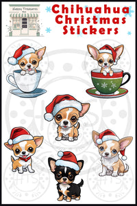 Adorable Chihuahua Christmas Stickers Set of 6