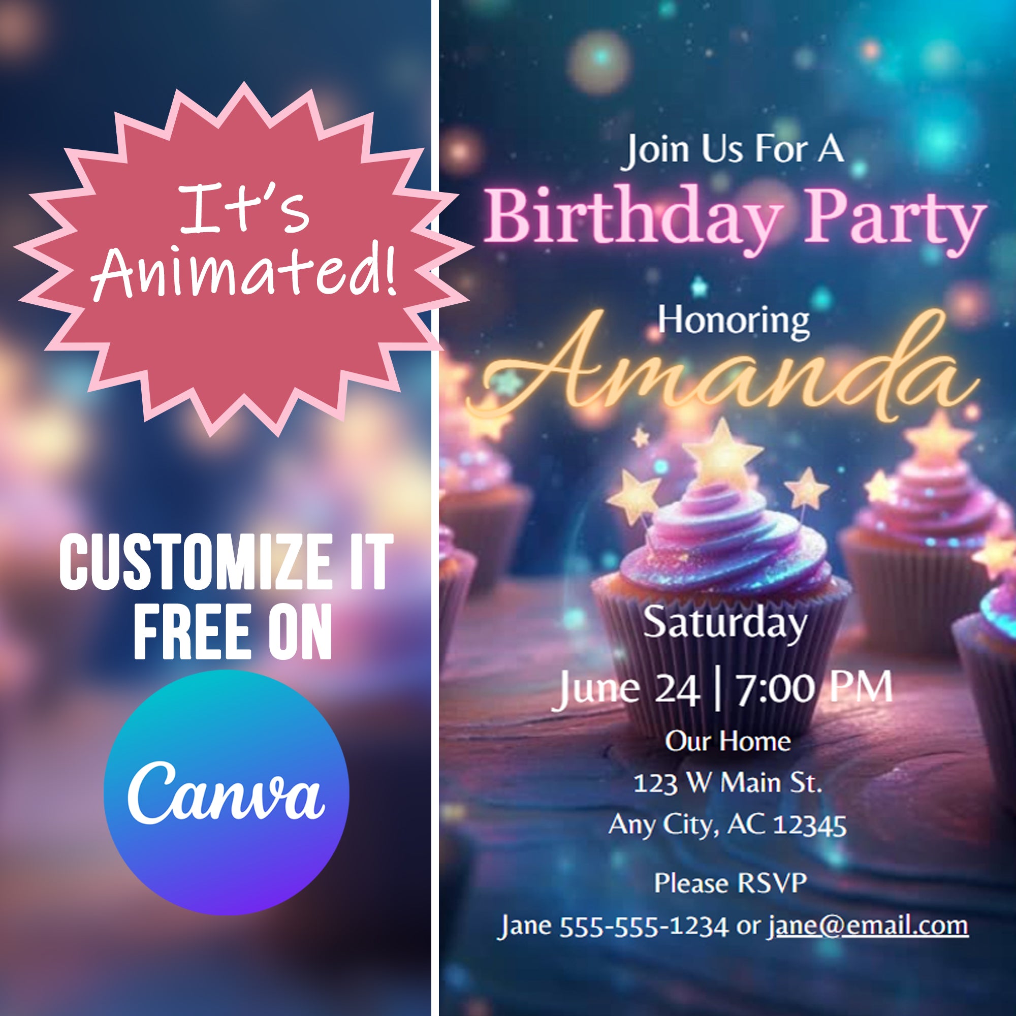 Cupcake Magic Unleashed Party Invitation | Customizable