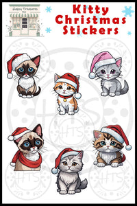 Cute Kitty Christmas Stickers Set of 12