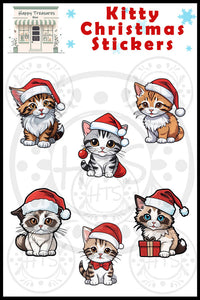 Cute Kitty Christmas Stickers Set of 12