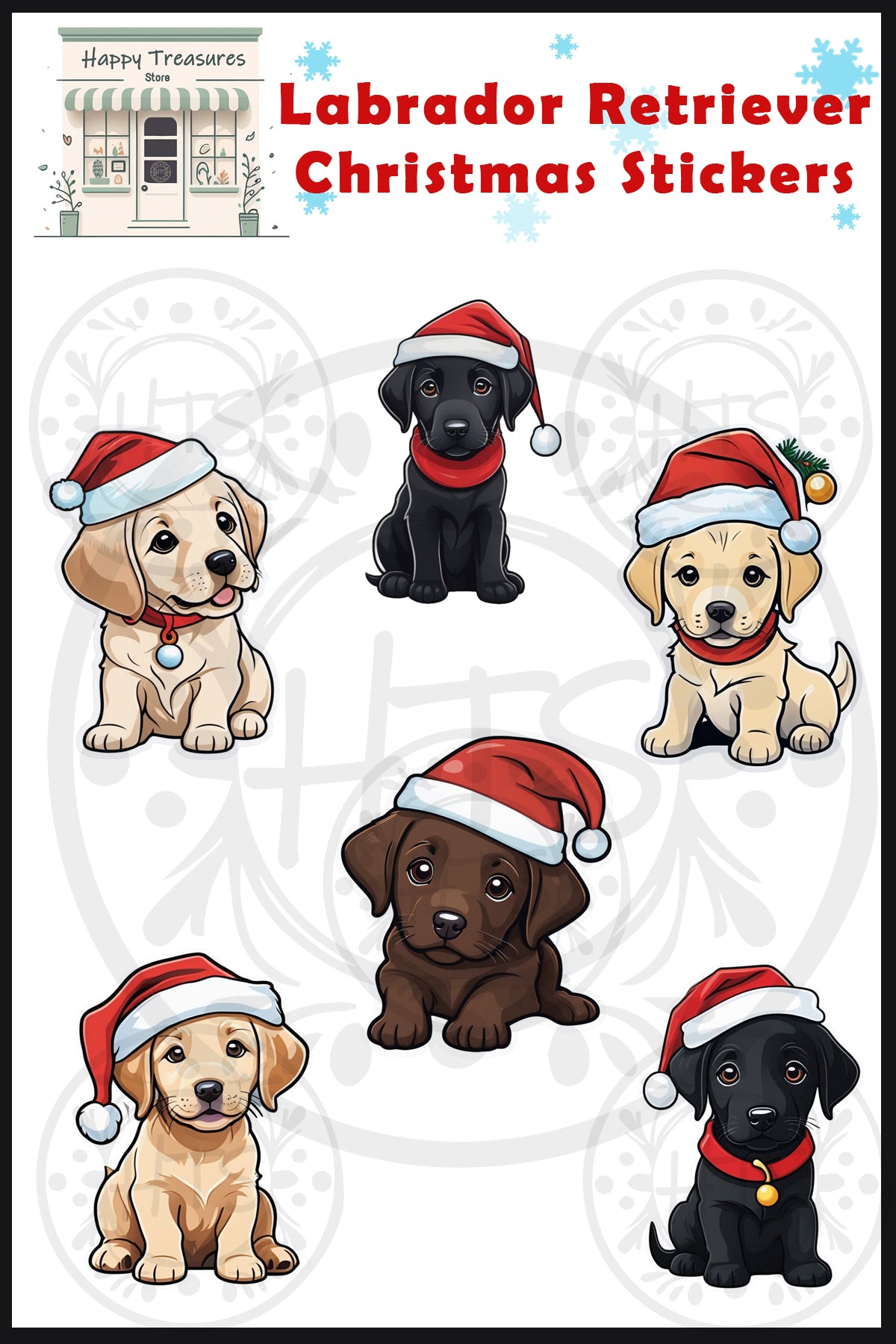 Labrador Retriever Christmas Stickers Set of 6