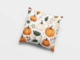 Autumn Charm - Seamless Pumpkin and leaf Pattern in Soft Watercolors