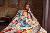 throw blanket, Butterfly, Butterfly art, Butterfly blanket, home decor, gift ideas, whimsical gifts, nature-inspired, watercolor, comfortable, durable, polyester, lightweight, versatile, gifts for mom, Gifts for her