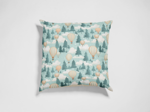 Whimsical Hot Air Balloons Winter Scene