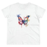 Whimsical Butterfly Watercolor Cotton Tee for Women