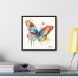 Nature's Elegance Whimsical Butterfly Watercolor Print on Framed Canvas