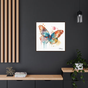 Nature's Elegance Whimsical Butterfly Watercolor Print on Framed Canvas