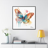 Nature's Elegance Whimsical Butterfly Watercolor Print on Framed Canvas