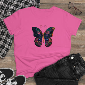 Whimsical Flutter Women's Hand Painted Butterfly Cotton Tee