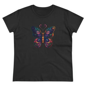 Whimsical Flutter Women's Hand Painted Butterfly Cotton Tee