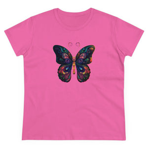 Whimsical Flutter Women's Hand Painted Butterfly Cotton Tee