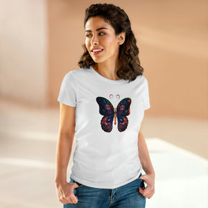 Whimsical Flutter Women's Hand Painted Butterfly Cotton Tee