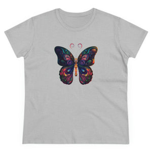 Whimsical Flutter Women's Hand Painted Butterfly Cotton Tee