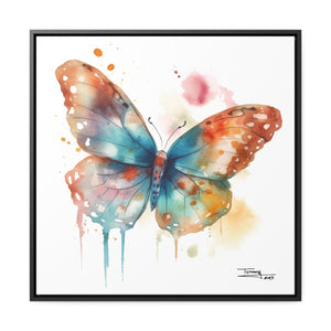 Nature's Elegance Whimsical Butterfly Watercolor Print on Framed Canvas