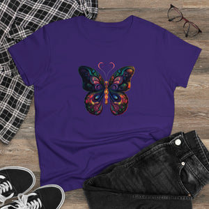 Whimsical Flutter Women's Hand Painted Butterfly Cotton Tee