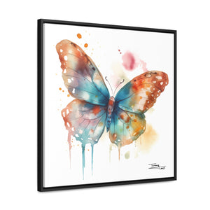 Nature's Elegance Whimsical Butterfly Watercolor Print on Framed Canvas