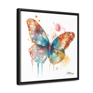 Nature's Elegance Whimsical Butterfly Watercolor Print on Framed Canvas