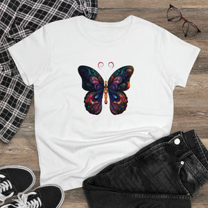 Whimsical Flutter Women's Hand Painted Butterfly Cotton Tee