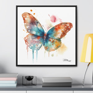 Nature's Elegance Whimsical Butterfly Watercolor Print on Framed Canvas