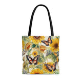Whimsical Sunflowers and Butterflies Tote Bag - Front View