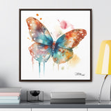 Nature's Elegance Whimsical Butterfly Watercolor Print on Framed Canvas