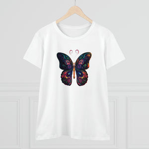 Whimsical Flutter Women's Hand Painted Butterfly Cotton Tee