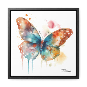 Nature's Elegance Whimsical Butterfly Watercolor Print on Framed Canvas