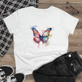 Whimsical Butterfly Watercolor Cotton Tee for Women