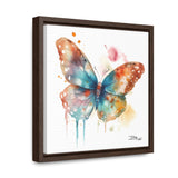 Nature's Elegance Whimsical Butterfly Watercolor Print on Framed Canvas