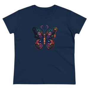 Whimsical Flutter Women's Hand Painted Butterfly Cotton Tee