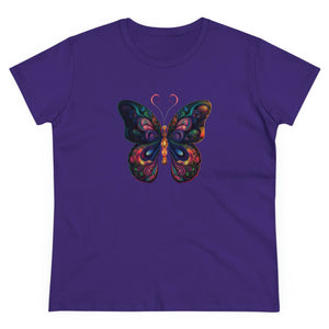 Whimsical Flutter Women's Hand Painted Butterfly Cotton Tee