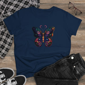 Whimsical Flutter Women's Hand Painted Butterfly Cotton Tee