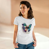 Beautiful Whimsical Butterfly Watercolor Cotton Tee for Women