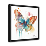 Nature's Elegance Whimsical Butterfly Watercolor Print on Framed Canvas