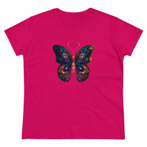 Whimsical Flutter Women's Hand Painted Butterfly Cotton Tee