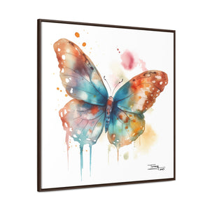 Nature's Elegance Whimsical Butterfly Watercolor Print on Framed Canvas