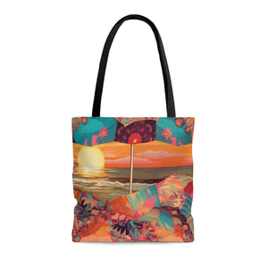 Sunset Escape Vibrant Beach Umbrella Tote Bag
