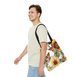 Flight of Fantasy Sunflowers and Butterflies Tote Bag
