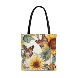 Whimsical Sunflowers and Butterflies Tote Bag - Front View