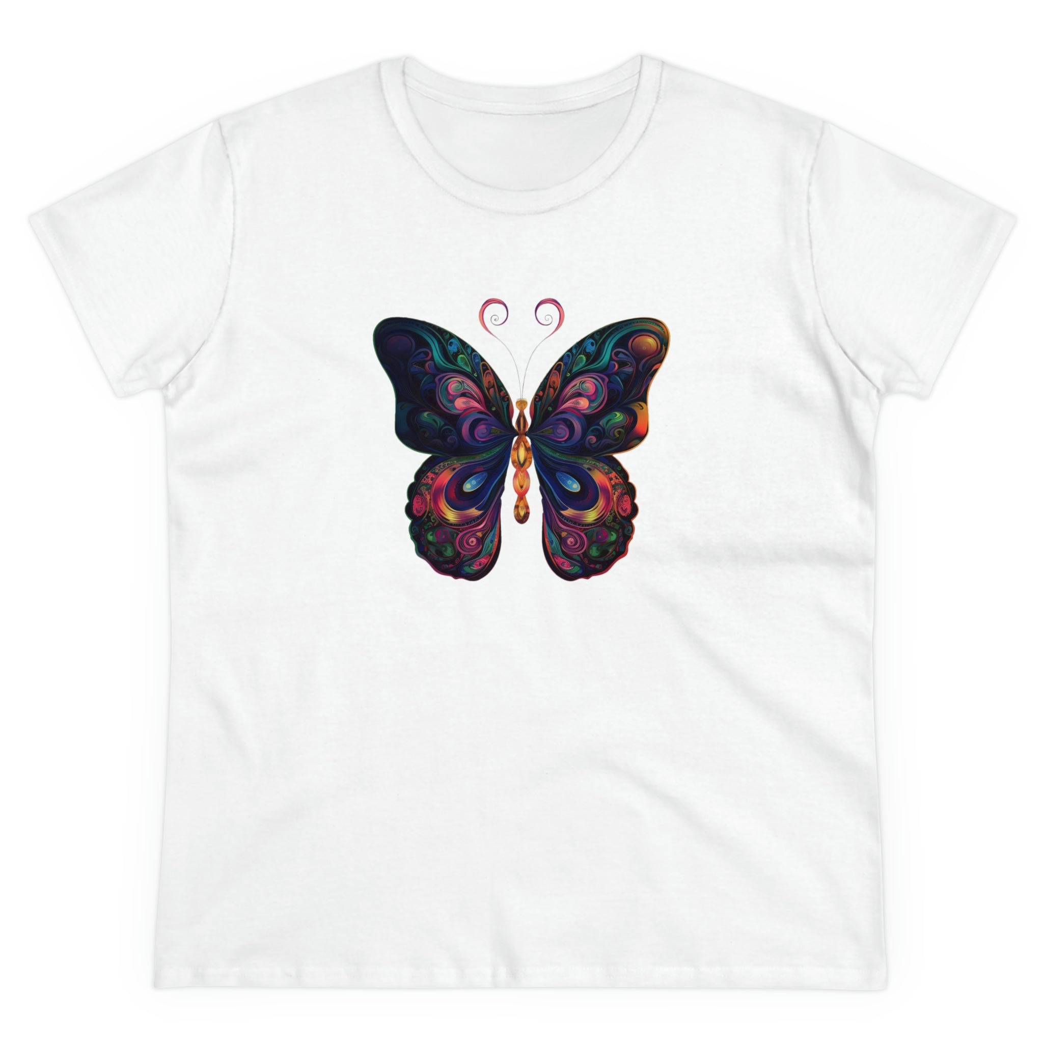 Whimsical Flutter Women's Hand Painted Butterfly Cotton Tee