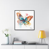 Nature's Elegance Whimsical Butterfly Watercolor Print on Framed Canvas