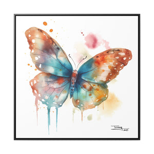 Nature's Elegance Whimsical Butterfly Watercolor Print on Framed Canvas