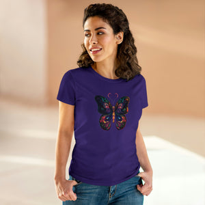 Whimsical Flutter Women's Hand Painted Butterfly Cotton Tee